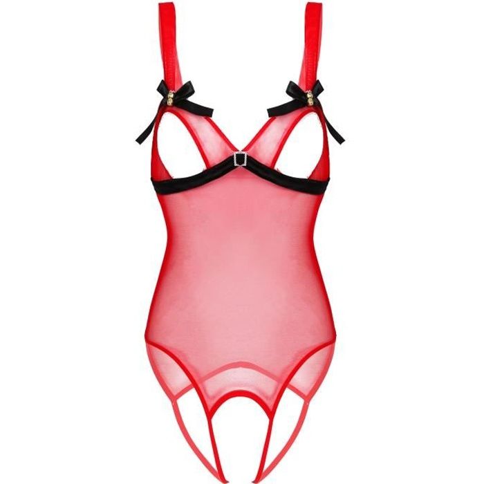 YONGHS FR Body String Ouvert Entrejambe Sexy Femme Lingerie Mère Noël