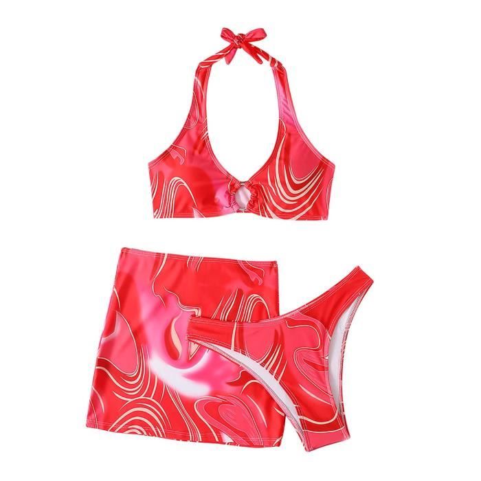 Maillot De Bain Mesdames Trois Pi Ces Bikini Jupe Courte Sexy Avec