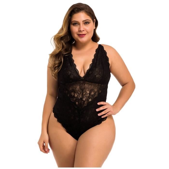 Nouveau Femmes Dentelle Plus La Taille Col En V Dos Nu Lingerie Sexy Body Vêtements De Nuit