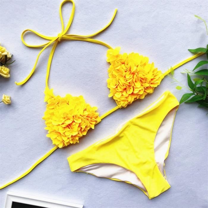 Bikini Br Silien Fleurs D Gnim Type Lg Yellow Femme