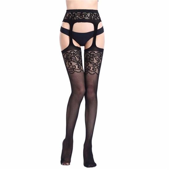 Bas Collant Sexy En R Sille Et Dentelle Noire Lingerie Grande Taille