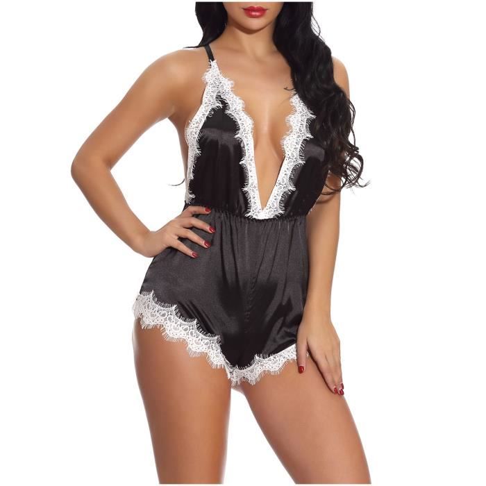 Lingerie Sexy Pyjama Sexy Transparent En Maille V Profonde Une Pi Ce