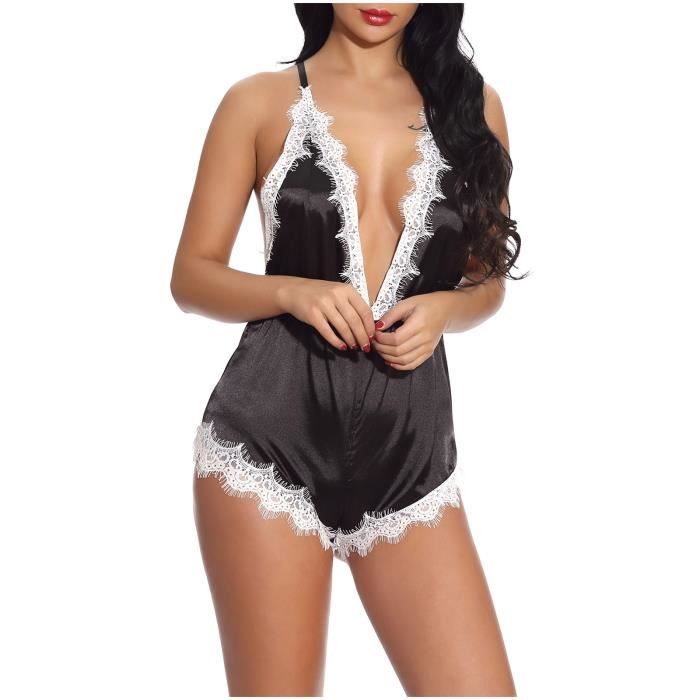 Lingerie Sexy Pyjama Sexy Transparent En Maille V Profonde Une Pi Ce
