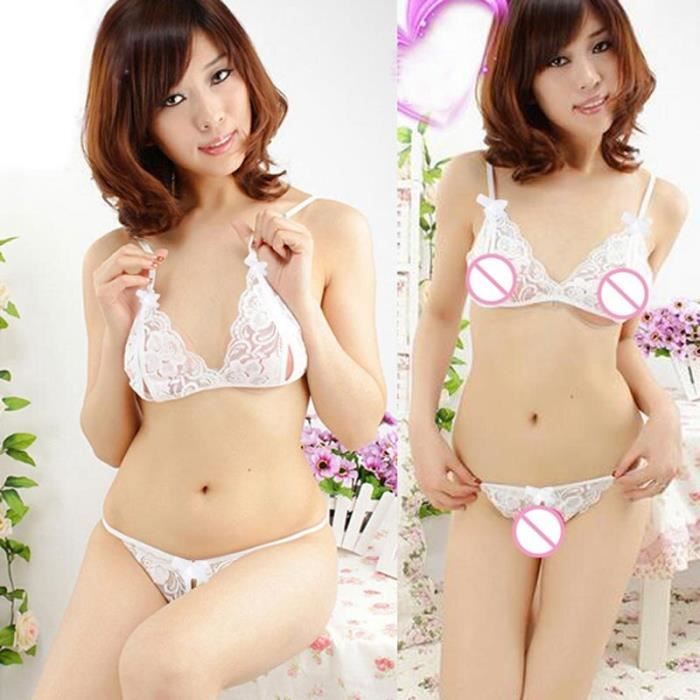 NUISETTE DESHABILLE Femmes Sexy Lingerie trois points rosée mamelons