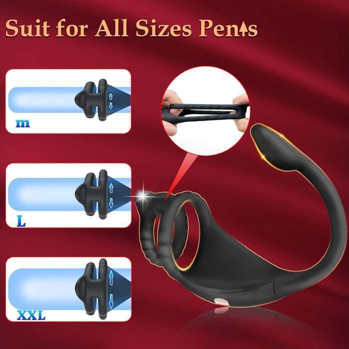 Anneau de Pénis Vibrant avec Plug Anal Sex Toys avec 10 Modes