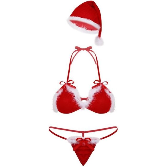 Iixpin Costume Mère Noël Sexy Femme Ensemble Lingerie Erotique Cosplay