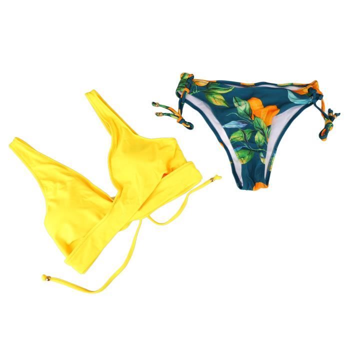 Bikini Femme Femmes Bikini Maillot De Bain Pi Ce Jaune Imperm Able Et Respirant Jaune