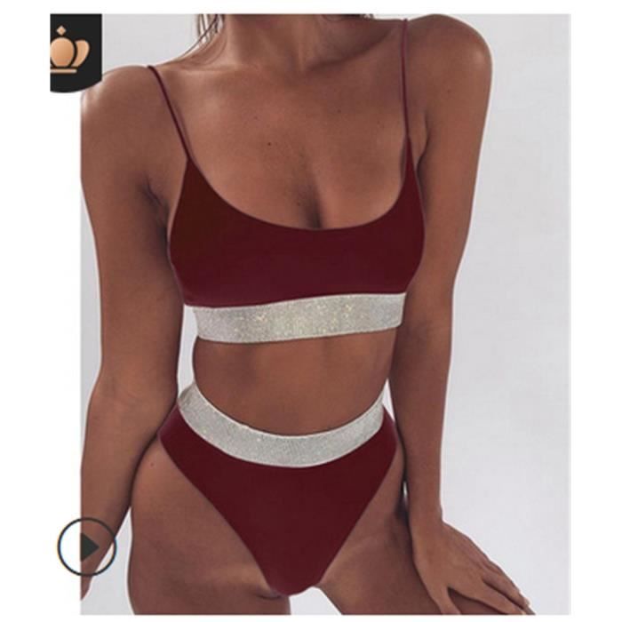 MAILLOT DE BAIN Bikini Sexy à paillettes et cristaux pour femmes