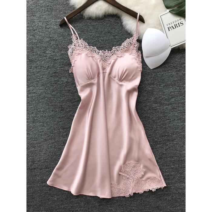 Nuisette Femme Sensuelle Robe De Nuit Satin Grande Taille Nuisette Lingerie Sexy Col V Profond