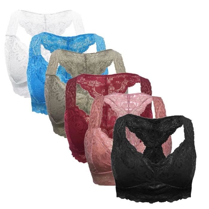 Soutien Gorge 6PC Femmes Plus La Taille Gilet Crop Fil Soutien Gorge Gratuit Lingerie Sexy Col