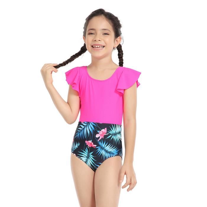 Maillot de Bain Mode Fille Stretch pour Piscine Bikini de Plage Natation Été Vacances Fuchsia