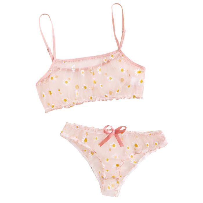 PCS Floral Sexy Femmes Tentation Babydoll Lingerie Sous Vêtements Ensemble de Sous Vêtements