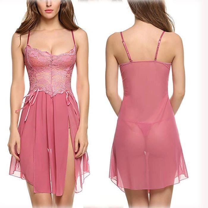 Nuisette Femme Chemise De Nuit Sexy Lingerie Babydoll Dentelle Chemise