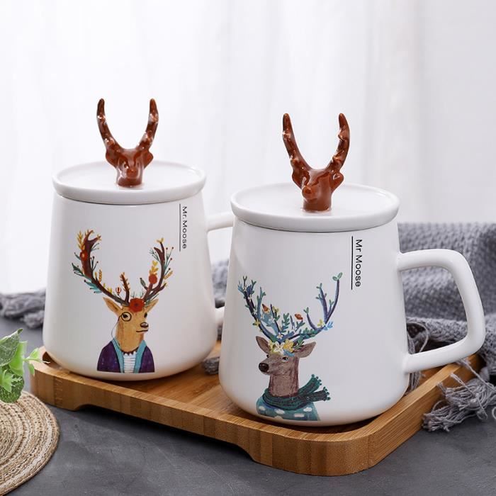 2 Pcs Mug Original Tasse À Thé à offrir en cadeau à vos proches - Tasse À Café en porcelaine fine - 450 ml 7.4*9.5cm