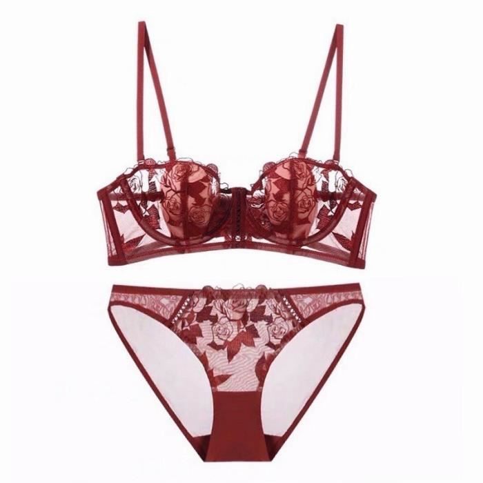 Ensemble Lingerie Femme Mode Dentelle Sexy Broderie Douce Anneau D