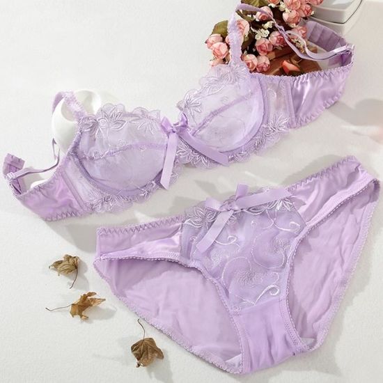 Ensemble Lingerie Femme Dentelle Sexy Transparente Ultra Fine