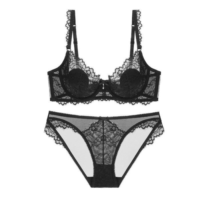 ENSEMBLE LINGERIE Femme Dentelle Sexy Transparente Ultra Fine Couleur