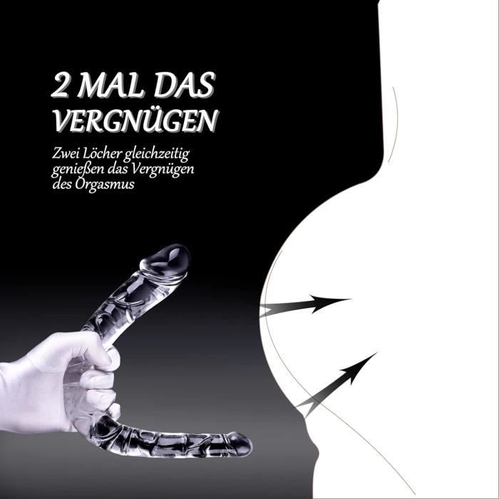 Double Tete Gode Réaliste Gode Anal Géant Plug Anal Transparent Butt