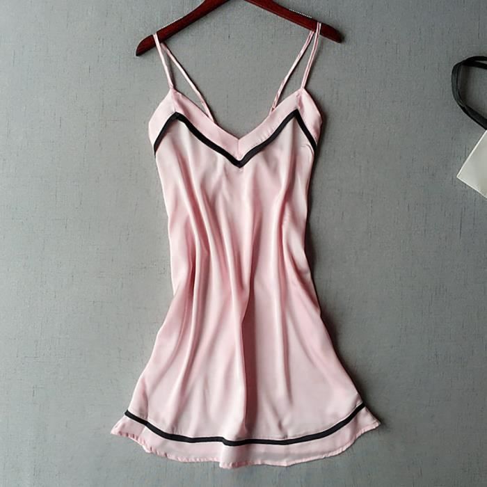 Nouvelles Femmes Satin Teddy Lingerie Sexy Deep V One Piece Nightdress