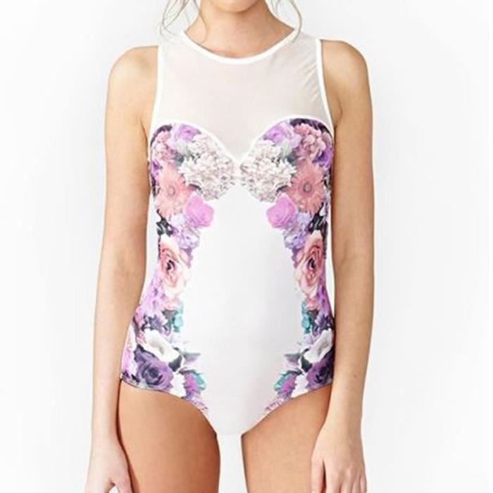 Maillot De Bain Femme Imprim Fleuri Maillot De Bain Une Pi Ce Sexy Maillot De Bain Bikini Blanc