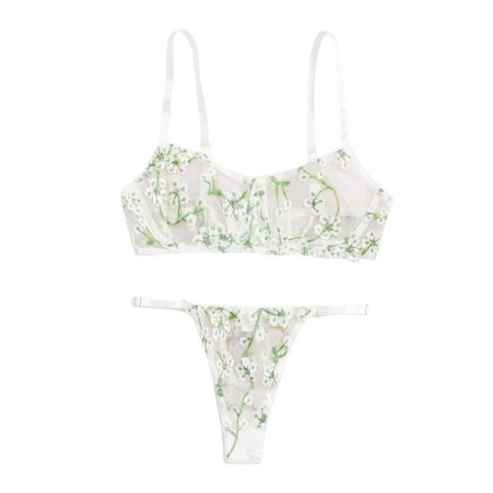 Sous V Tements Sexy Femme Bikini Trois Points Pyjama Brod En Dentelle