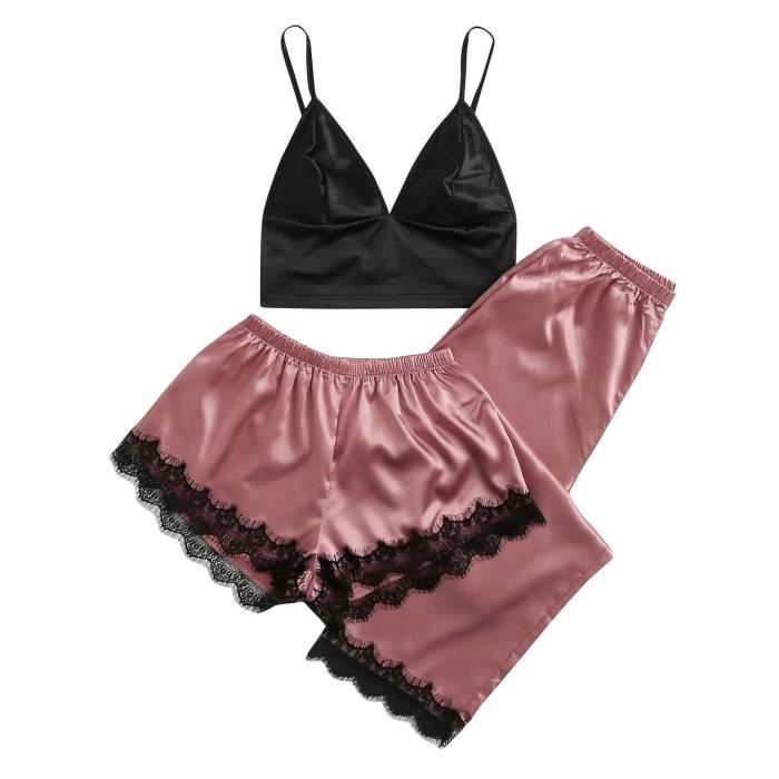 Femmes Sexy Lingerie V Tements De Nuit Satin Soie Babydoll Lace Up