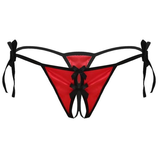 IEFIEL Homme Sissy String Slip Ouvert Entrejambe Satin Sous Vêtement Caleçon Bikini Thong