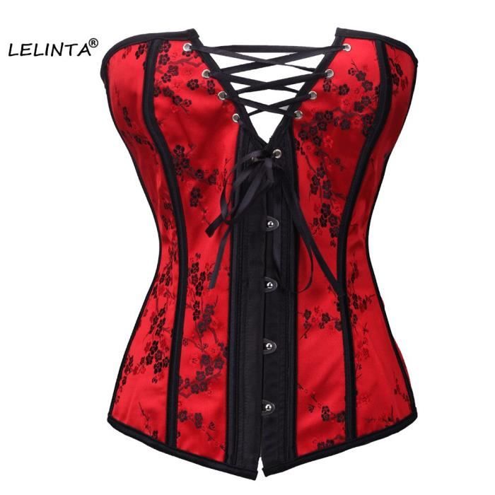 Femmes Gothique Bustier Désossé Corset Robe Sexy Lingerie Overbust