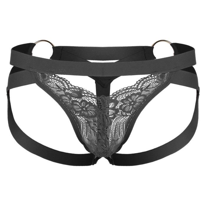 Iixpin Homme String Sexy Transparent Jockstrap Ouvert Fesse Nue Gay
