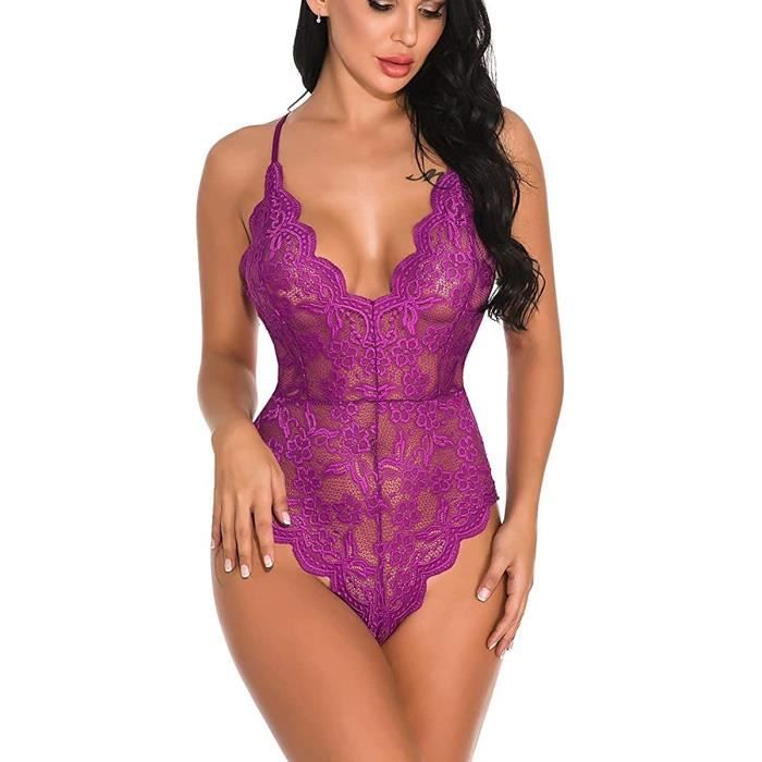 Femmes Body en Dentelle Sexy Teddy Lingerie Cils Vilain Négligé Body