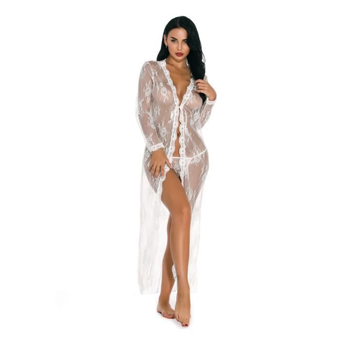 Ensemble De Lingerie Jupon Sexy En Dentelle Pour Femmes Robe Longue En