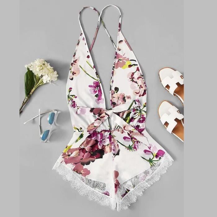 Pyjama Femme Pyjamas De Lingerie Sexy En Dentelle Florale En Satin Avec