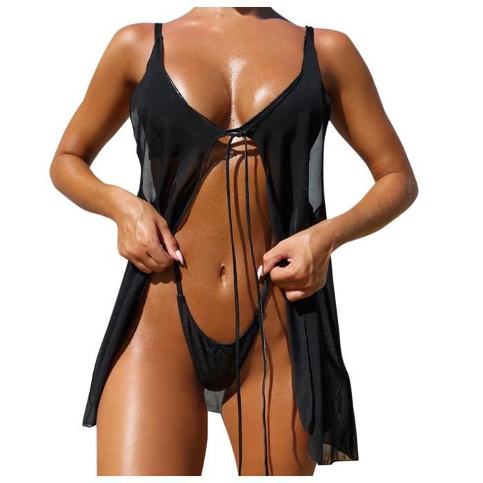 Maillot De Bain Trois Pi Ces En Fil Sexy De Bikini De Couleur Unie