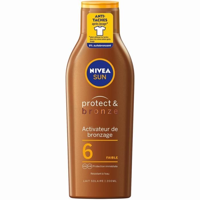 LOT DE 2 - NIVEA Sun Lait corps Protect & Bronze Activateur de bronzage FPS 6 Anti-tâches - flacon de 200mL