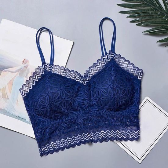 Femmes Solide Patchwork Armatures Avec Coussin De Poitrine Sexy Dentelle Lingerie Soutiens