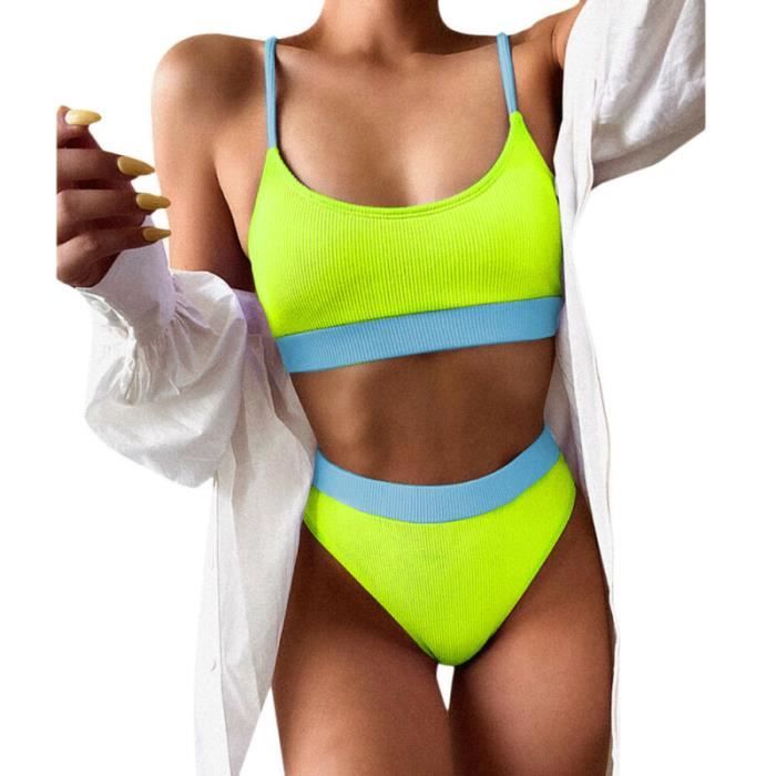 Ensemble De Bikini Taille Haute Pour Femme Maillot De Bain Fendu De