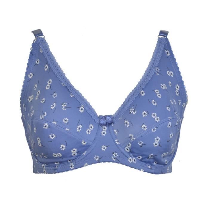 Soutien Gorge 105E Bleu Avec Petites Fleurs Lingerie Femme Grande