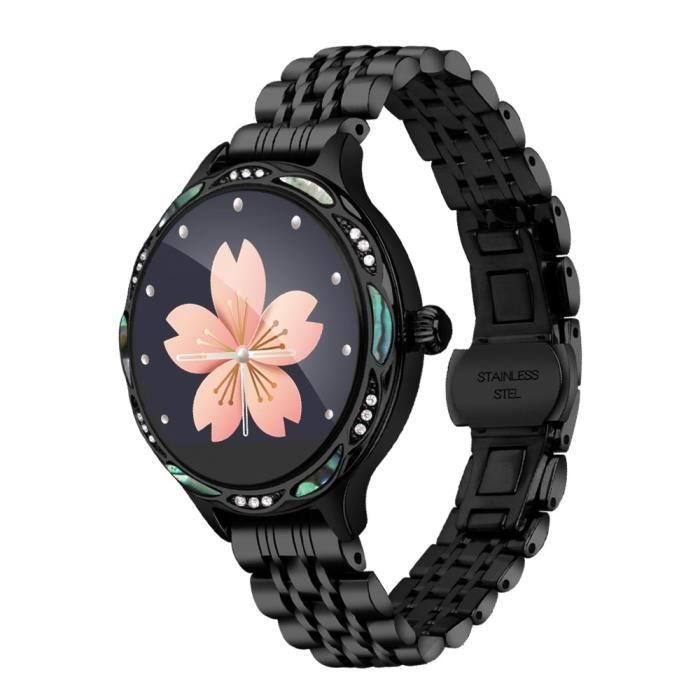 Montre Connectée Bracelet de Femme Santé Imperméable Surveillance Bracelet Intelligente Multi-fonction Avec Bracelet En Métal - Noir