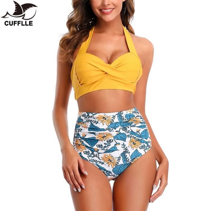 Maillot De Bain Bikini Crois Pour Femme Soutien Gorge Push Up Taille S Xxl Blanc Blanc