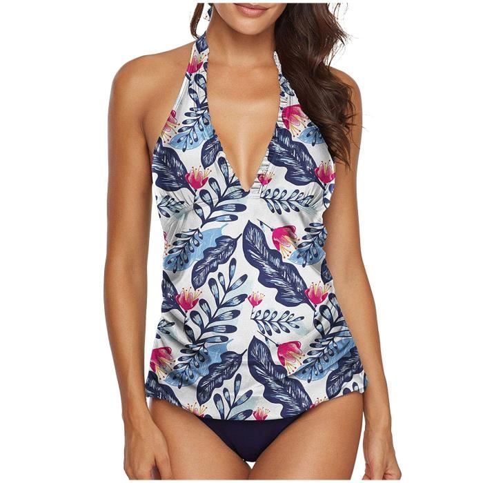 Maillot De Bain Bikini Imprim Fleurs Deux Pi Ces Femme Peau Lkm Whl Bluerened