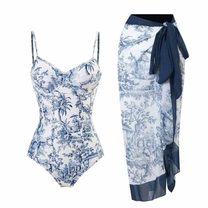 Maillot De Bain Une Pi Ce Maillot De Bain Bikini Jupe Longue En Mousseline De Soie Deux Pi Ces