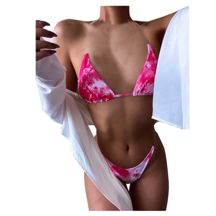 Maillot De Bain Bandeau Bandage Pour Femmes Micro Bikini String Transparent Blanc Taille