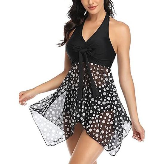 Maillot De Bain Robe Amincissant Cache Ventre Push Up Bikini Jupette