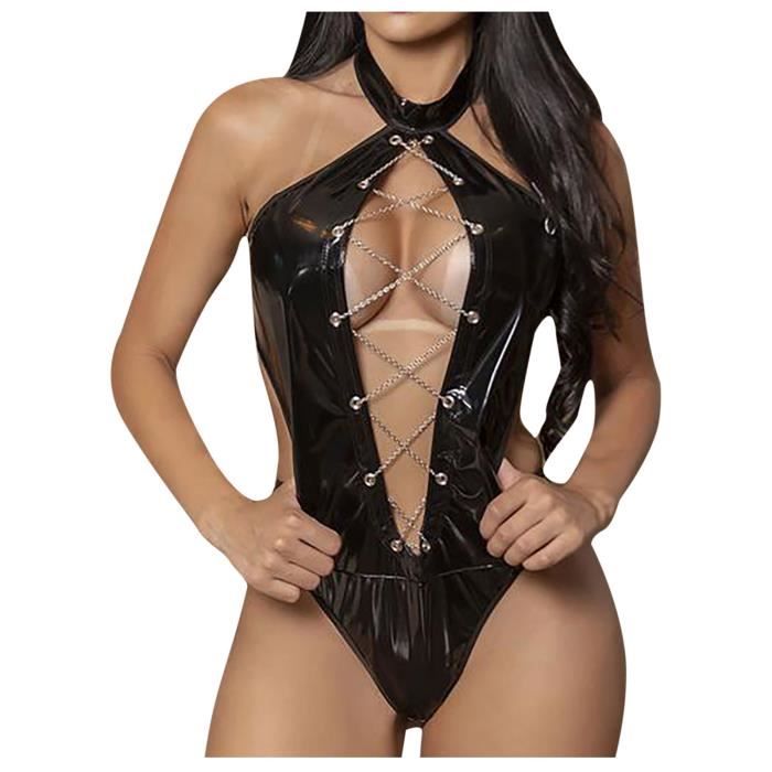 Ensemble De Lingerie En Cuir Artificiel Exquis Pour Femmes Babydoll