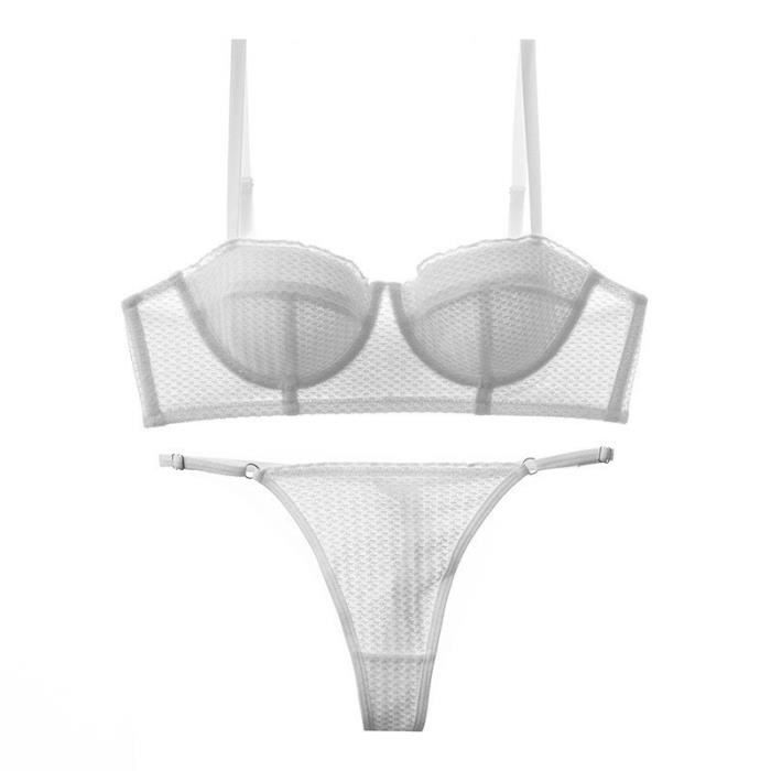 Ensemble lingerie femme en dentelle souple et acier respirant Blanc Blanc Cdiscount Prêt à