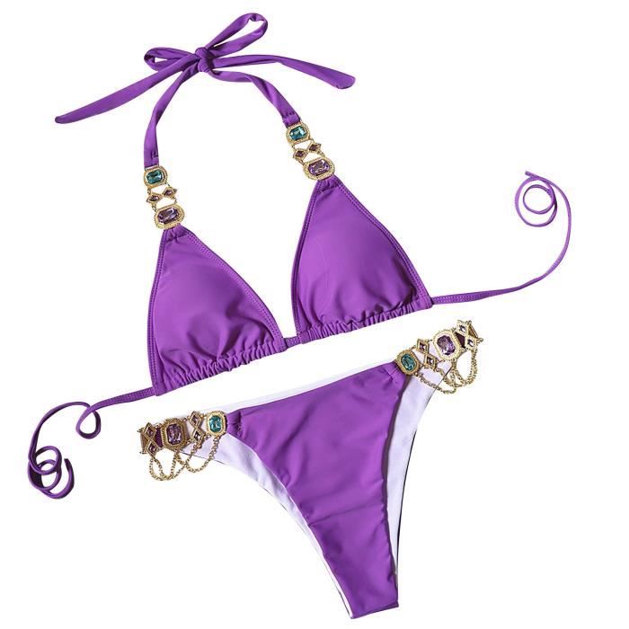 Maillot De Bain Femmes Sexy Bikini Solid Push Up Pad Maillots Cristal