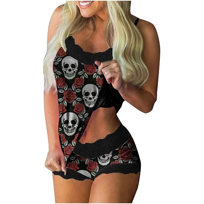 Femmes Dentelle Cami Shorts Sexy Lingerie De Nuit Ensemble Pi Ces