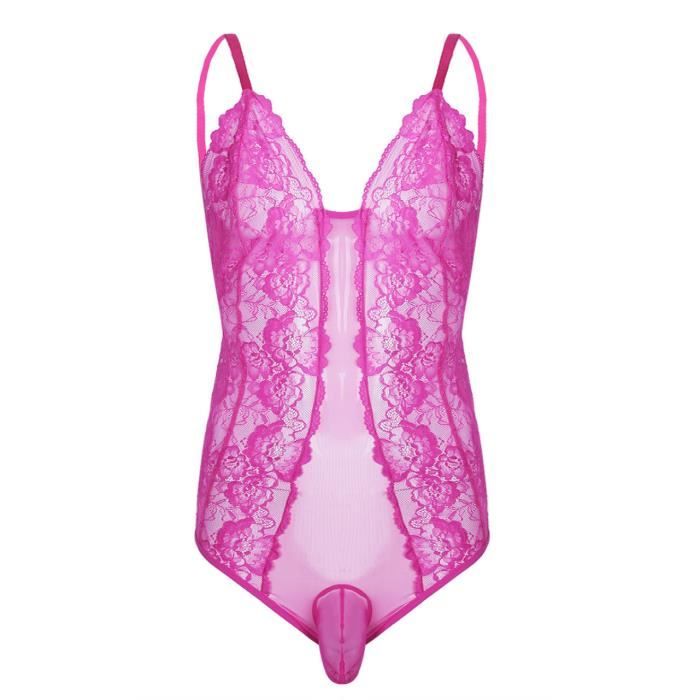 Yonghs Fr Sissy Lingerie Homme Sexy Body String Dentelle Body Dos Nu