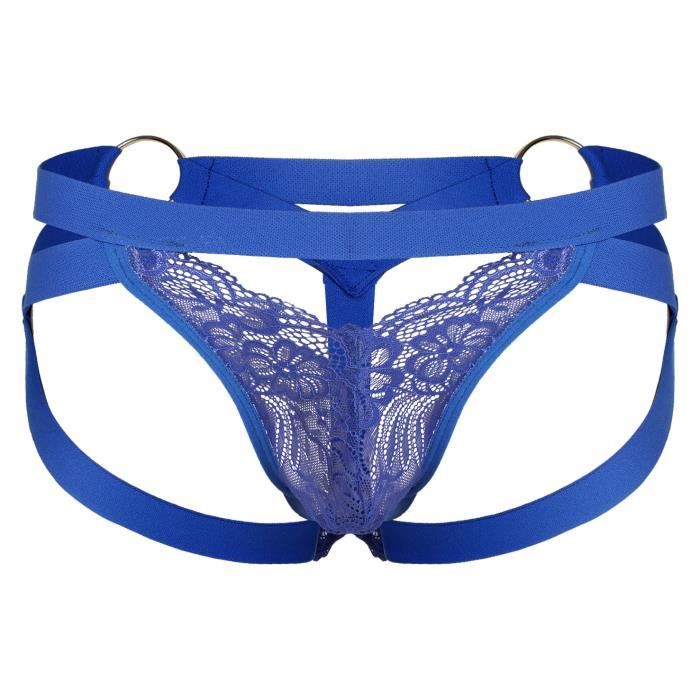 Iixpin Homme String Sexy Transparent Jockstrap Ouvert Fesse Nue Gay Slip Bandage Lingerie G