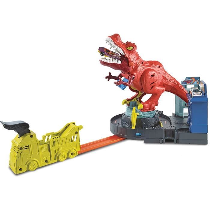 Hot Wheels City T Rex en Furie coffret de jeu pour petites voitures à connecter avec circuit et